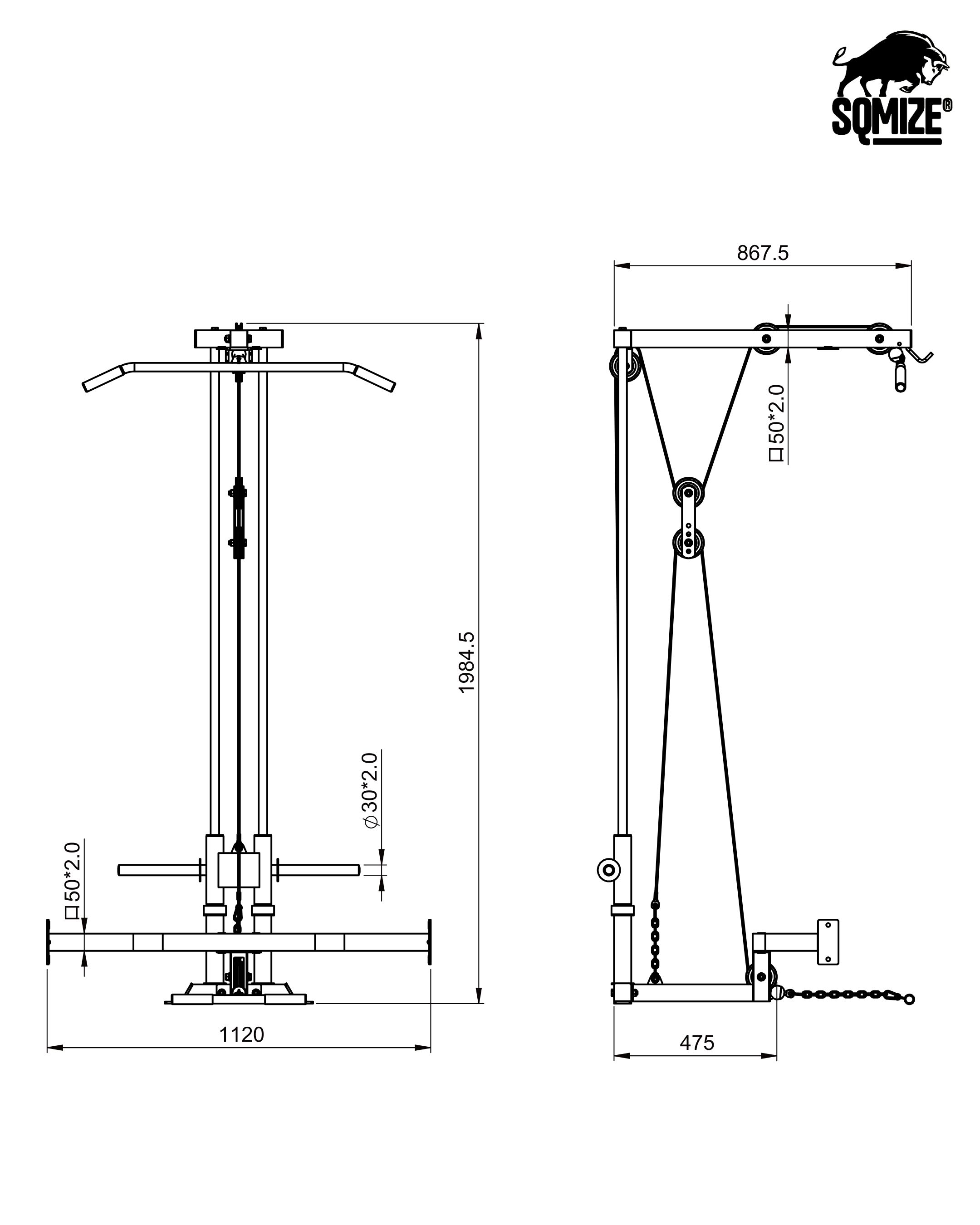 Power Rack Latzugstation SQMIZE® SQ8.04LA, halber Preis