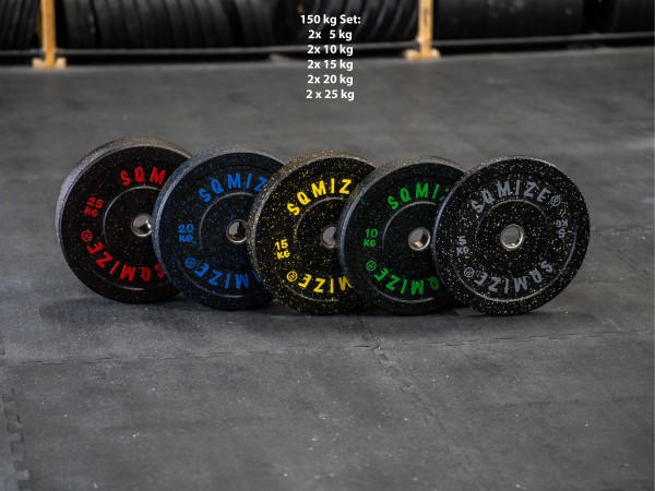 High-Tempered Bumper Plate Set SQMIZE® CRBP-C150, 150kg, colorcoded