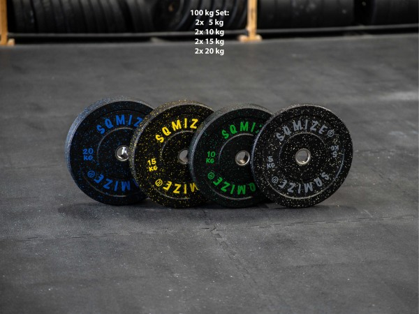 High-Tempered Bumper Plate Set SQMIZE® CRBP-C100, 100 kg, colorcoded